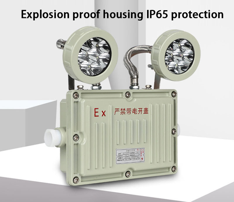 2 × 8W 사양 재충전 가능한 두 개의 헤드 출구 조명 폭발 방지 비상 조명 LED 조명