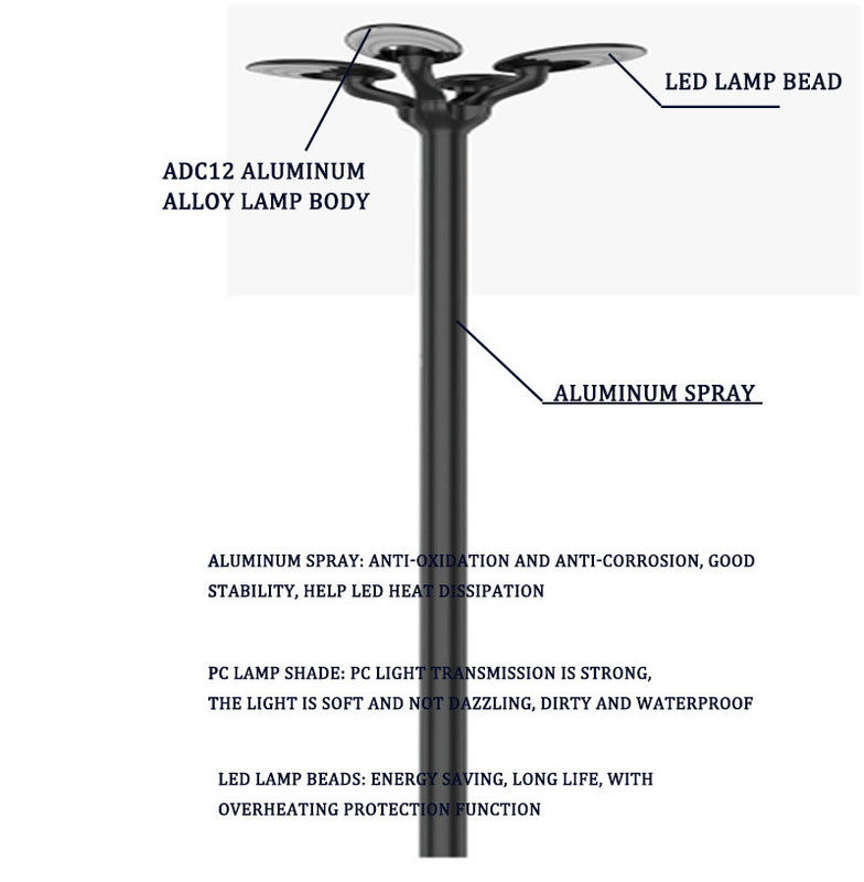 정원 조명 고극 조명 2.5-3.5m 40-60W LED 태양광 거리 조명 제품 무게 23kg